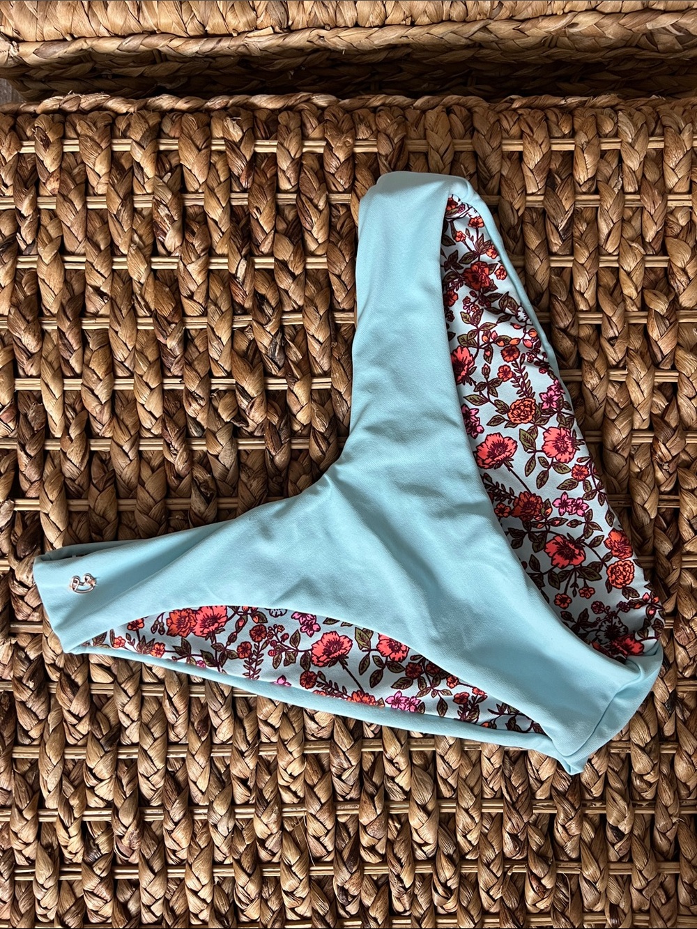 Maaji Light Blue Reversible Bikini Bottom with Floral Print